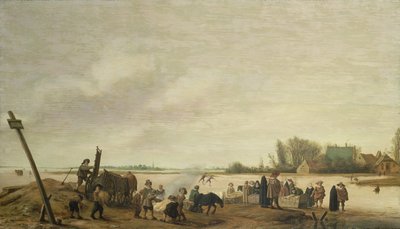 Winter Landscape with a River by Salomon van Ruisdael or Ruysdael